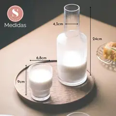 SANTU HOME & DECO - Jarra de Vidrio y 4 Vasos Estilo Europeo