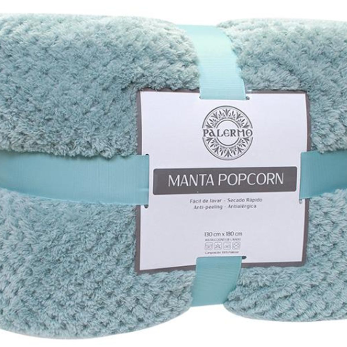 Manta pop corn 130x180 color aqua, marca PALERMO - Foto 2