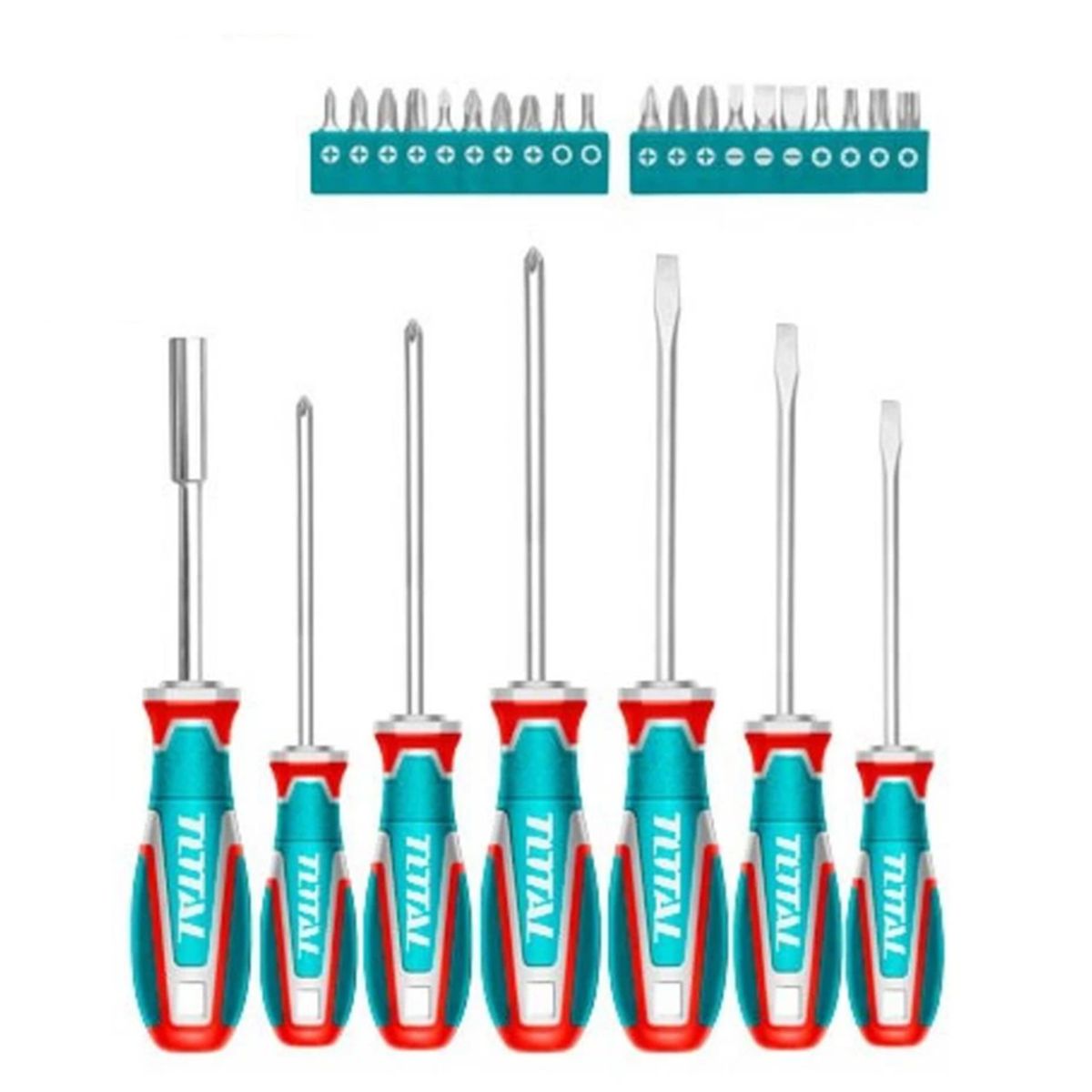 TOTAL TOOLS - Kit Set Juego Desatornilladores 27 Piezas Total Tksds2726