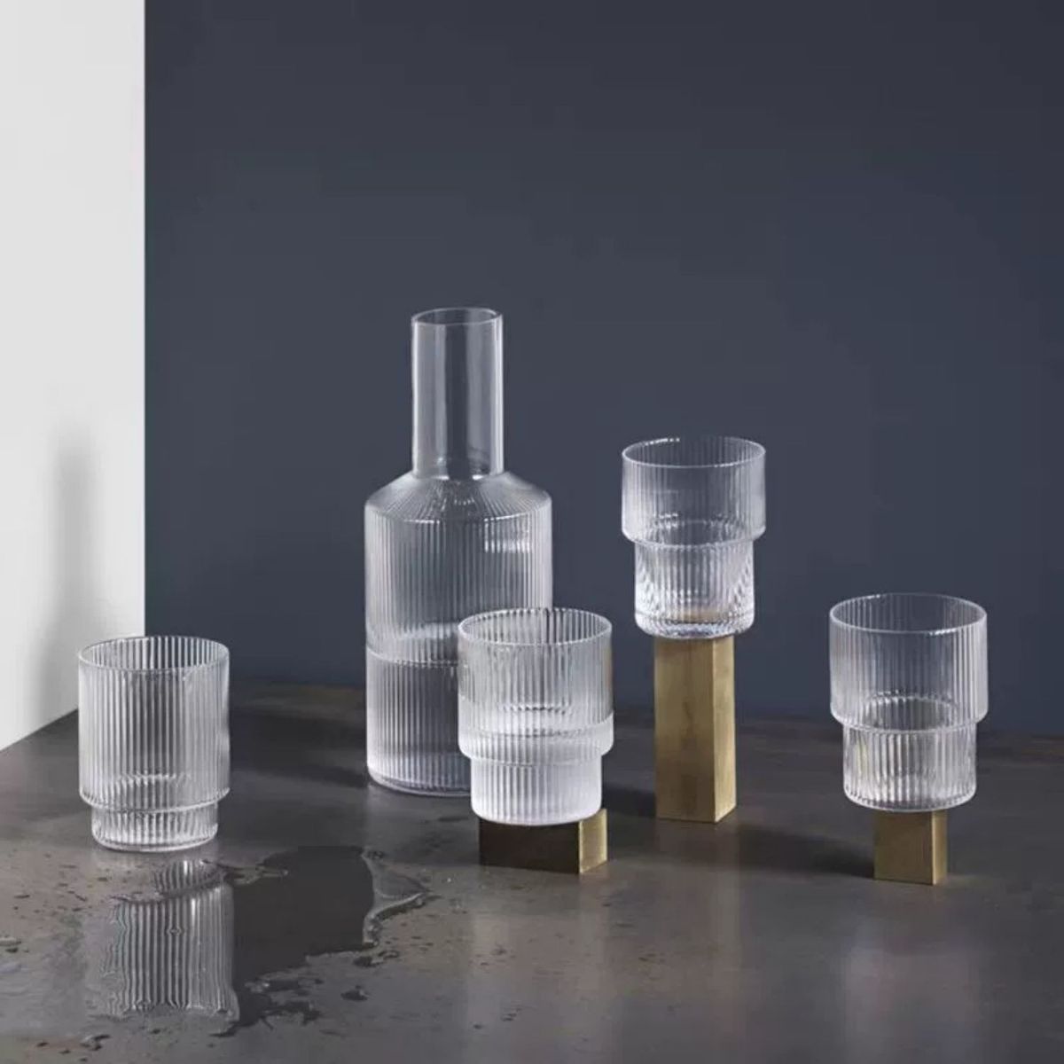 SANTU HOME & DECO - Jarra de Vidrio y 4 Vasos Estilo Europeo Transparente