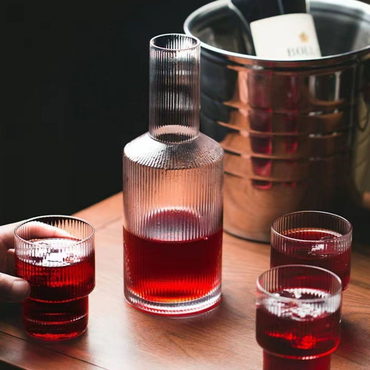 SANTU HOME & DECO - Jarra de Vidrio y 4 Vasos Estilo Europeo Transparente