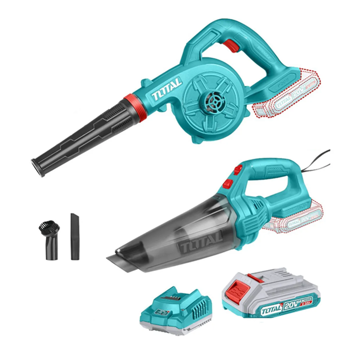 TOTAL TOOLS - Kit Aspiradora + Soplador Inalámbrico 20v Total Tosli240998