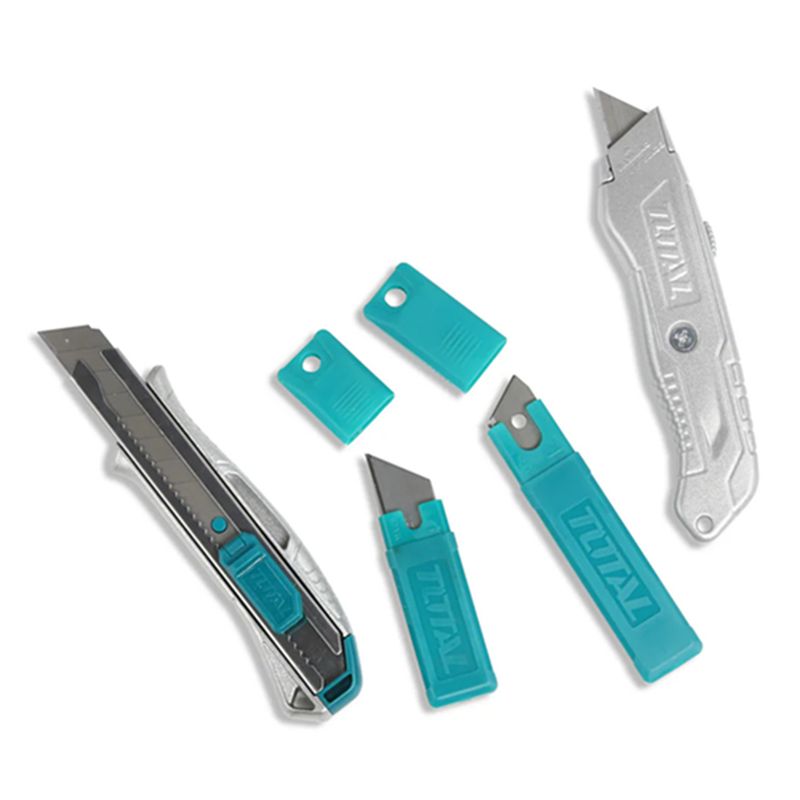 TOTAL TOOLS - Set Jgo Corta Carton Cuchillo Cartonero Cutter 22 Pcs Total