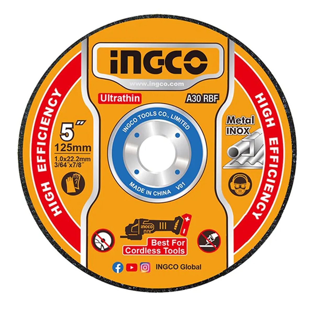 INGCO - Disco De Corte P Metal Acero Inoxidable 125mm 25 Und Ingco
