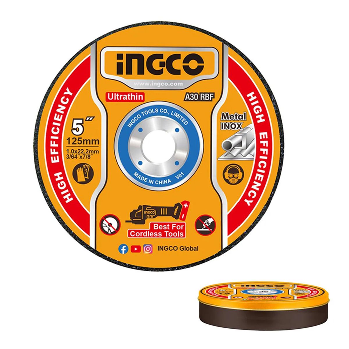 INGCO - Disco De Corte P Metal Acero Inoxidable 125mm 25 Und Ingco