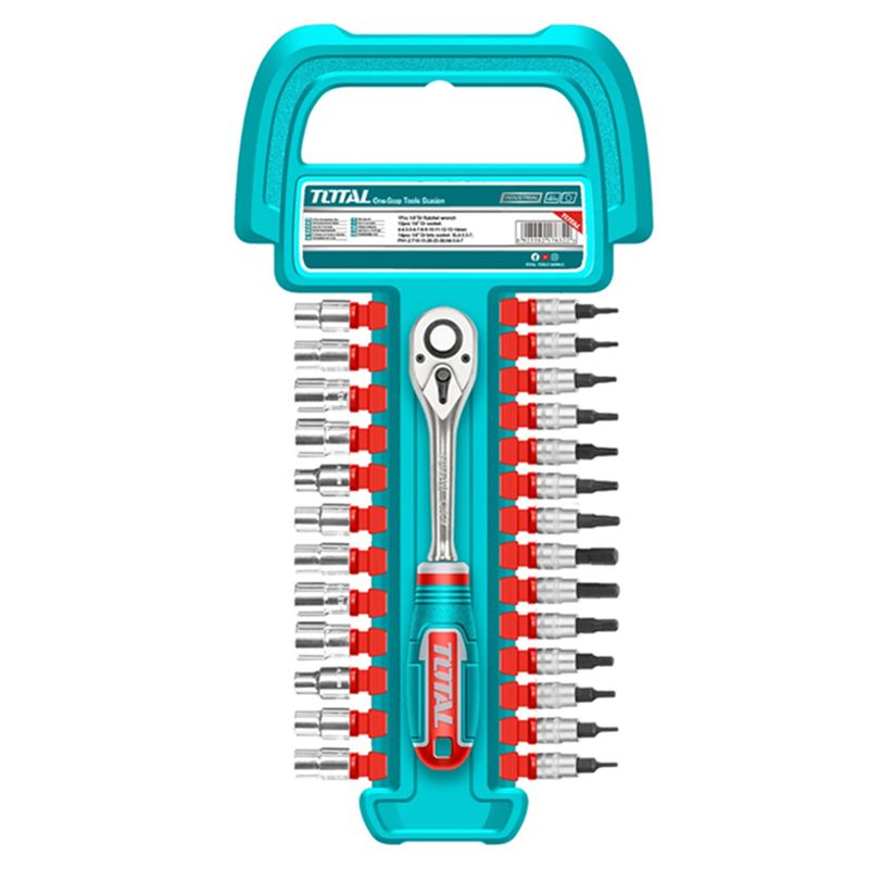 TOTAL TOOLS - Set Kit Juego De Dados Cuadrante 14 27 Piezas Total