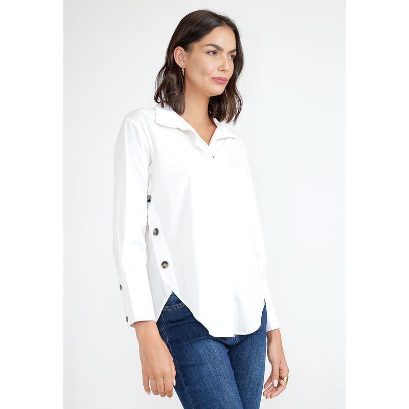 CANADIENNE - Blusa Mujer Algodón Blanco Canadienne