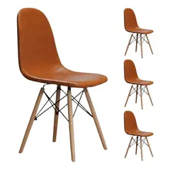 VINCENZI - Pack 4 Sillas Comedor Eames Leather Café