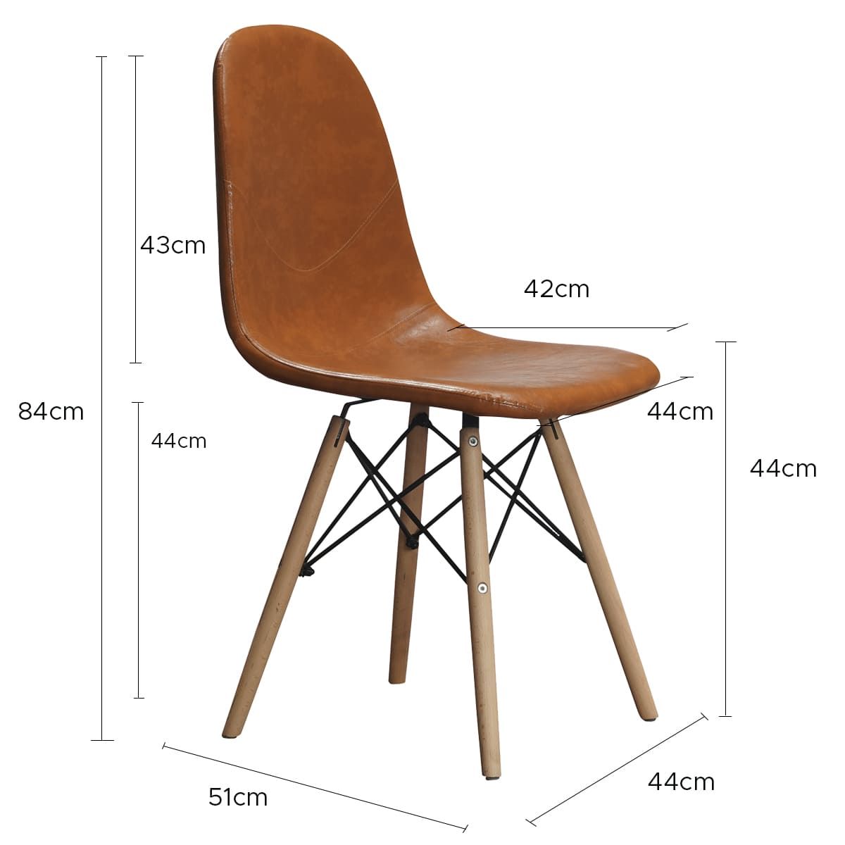 VINCENZI - Pack 4 Sillas Comedor Eames Leather Café Vincenzi