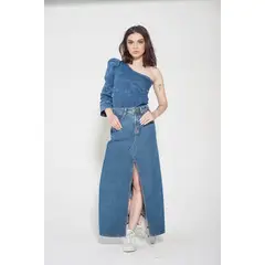 MOMCHIC - FALDA LARGA EVASE AZUL