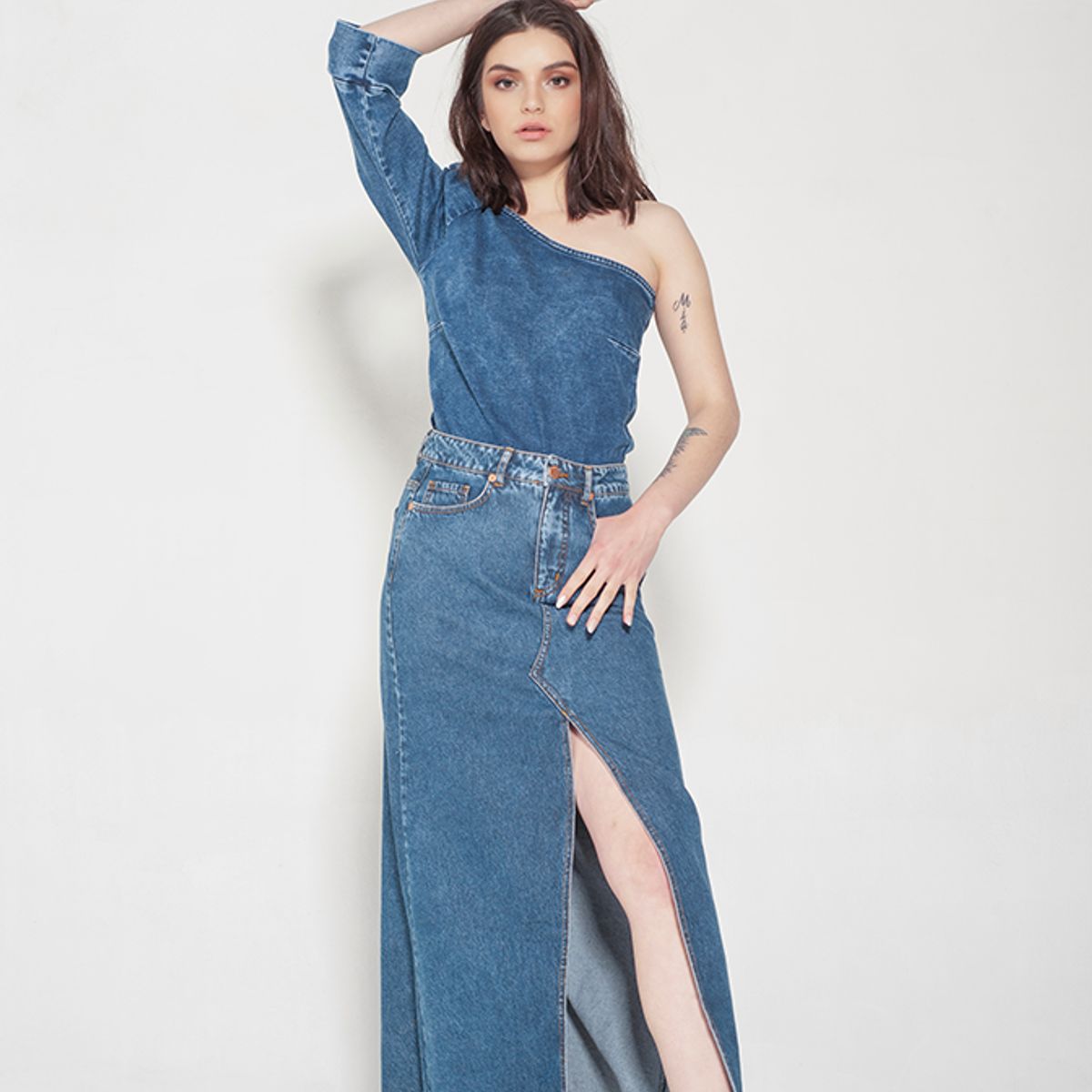 MOMCHIC - FALDA LARGA EVASE AZUL