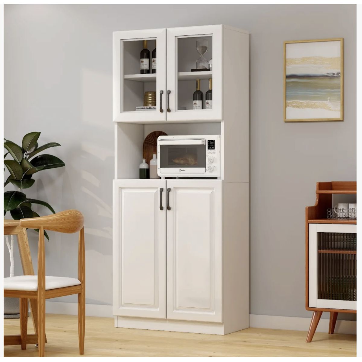 HOMER DESIGN - Mueble De Cocina De Pata Estante Con Vidrio 60x36x176cm YN700113