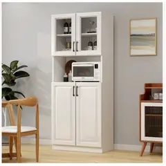 HOMER DESIGN - Mueble De Cocina De Pata Estante Con Vidrio 60x36x176cm