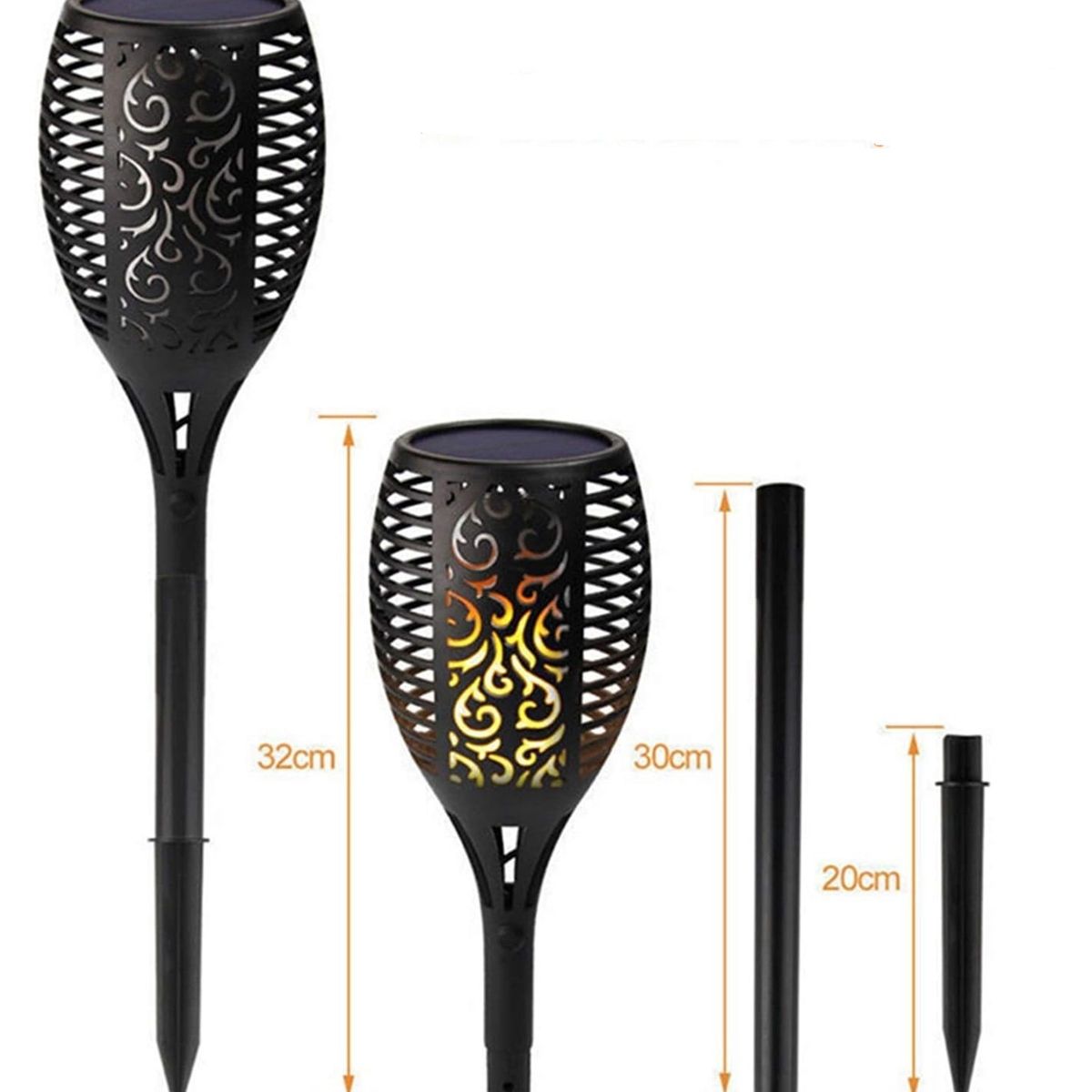 GENERICO - Estaca Luz Solar Led Antorcha Jardín Lampara Cálido Luz Led