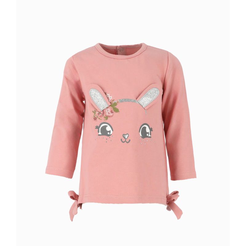 LIMONADA - Polera bebé con conejo y lazos palo rosa Limonada