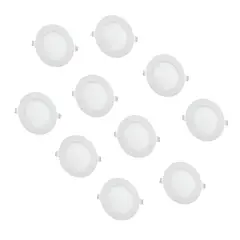 GENERICO - 10 Focos Panel Led 18W Redondo Embutido 220V Luz Neutra