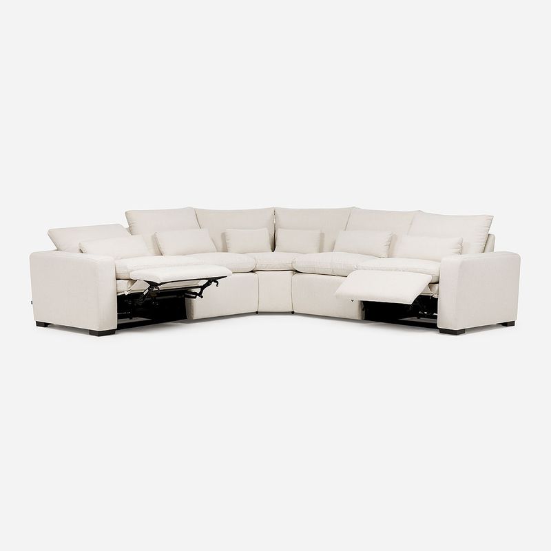 ROSEN - Sofá Reclinable Modular Dannet Eléctrico 5 Pzs Tela Blanco