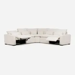 ROSEN - Sofá Reclinable Modular Dannet Eléctrico 5 Pzs Tela Blanco