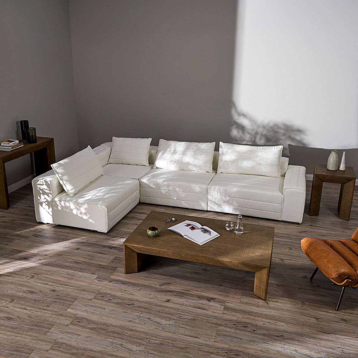 ROSEN - Sofá Seccional Bresso Tela 4 Piezas Blanco