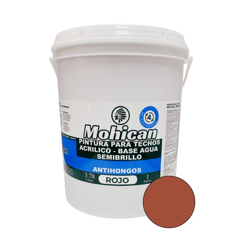 MOHICAN - PINTURA PARA TECHOS ANTIHONGOS MOHICAN 1 GALÓN  ROJO