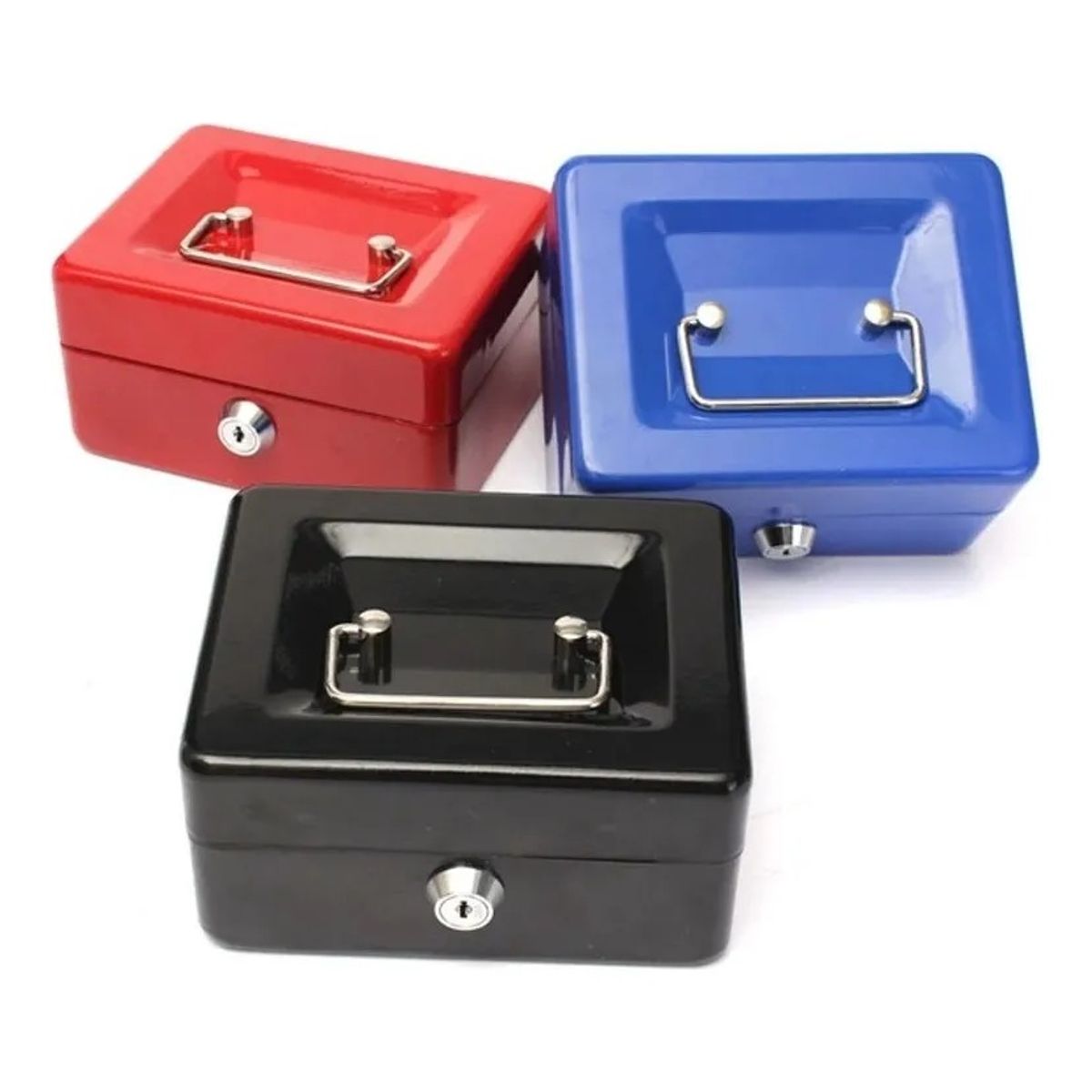 GENERICO - Caja Fuerte Metálica Con Llave Para Dinero 25x20cm Color Azul