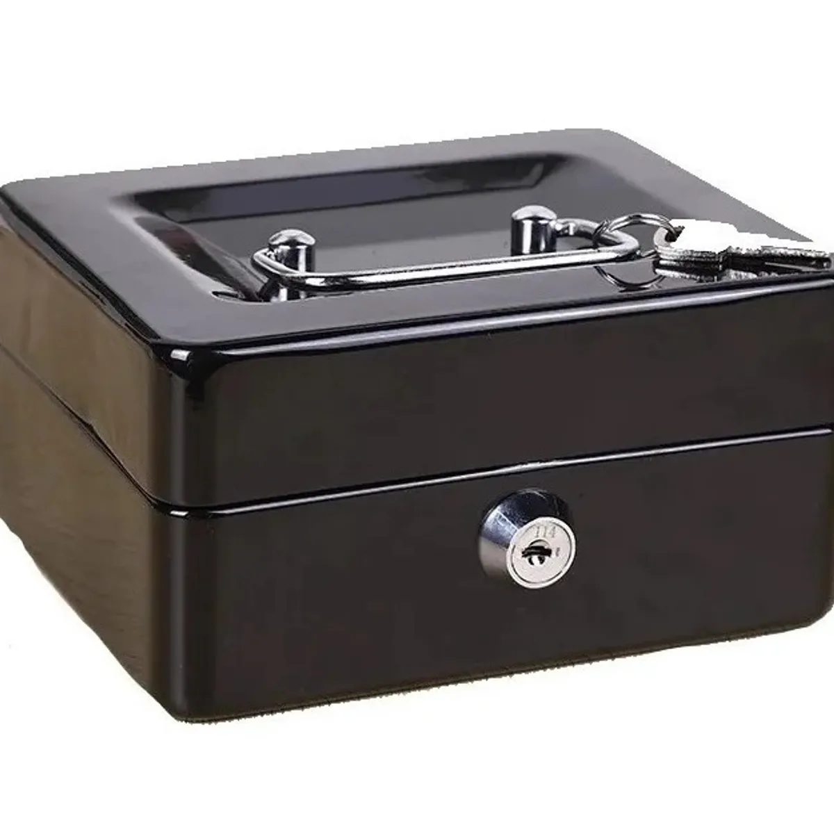 GENERICO - Caja Fuerte Metálica Con Llave Para Dinero 25x20cm Color Negro