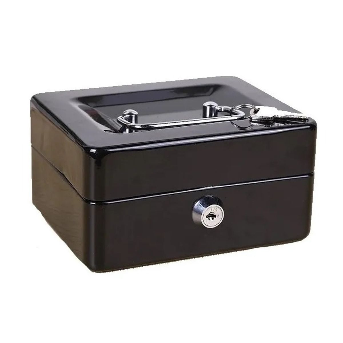 GENERICO - Caja Fuerte Metálica Con Llave Para Dinero 25x20cm Color Negro