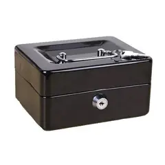 GENERICO - Caja Fuerte Metálica Con Llave Para Dinero 25x20cm Color Negro
