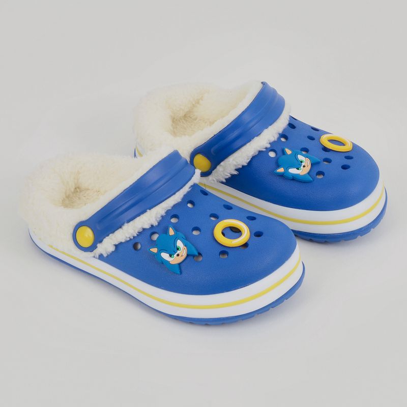 SONIC - Pantuflas Infantiles Sonic Afelpadas con Forro - Niños Tallas 23-34