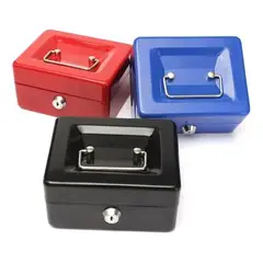 GENERICO - Caja Fuerte Metálica Con Llave Para Dinero 25x20cm Color Rojo