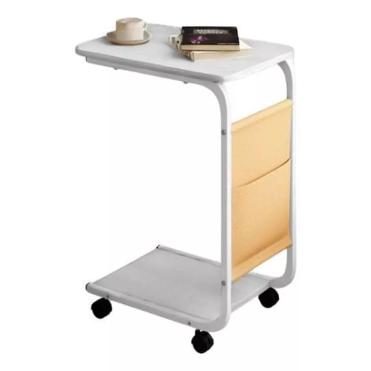 GENERICO - Mesa Auxiliar Latera De Madera Con Ruedas Mesita Notebook