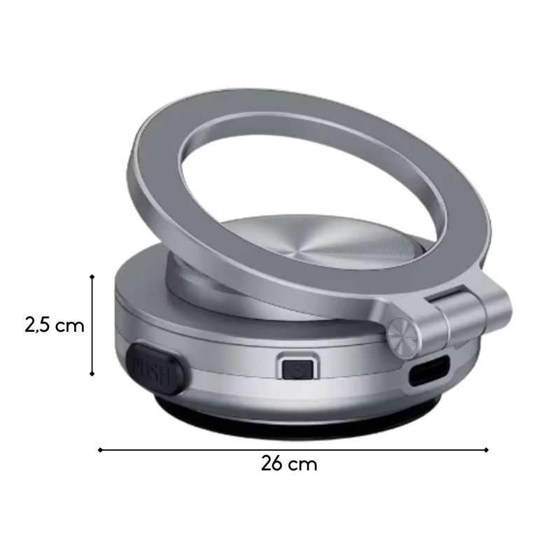 GENERICO - Soporte para Celular Teléfono Magnético Magsafe Succión USB Plateado