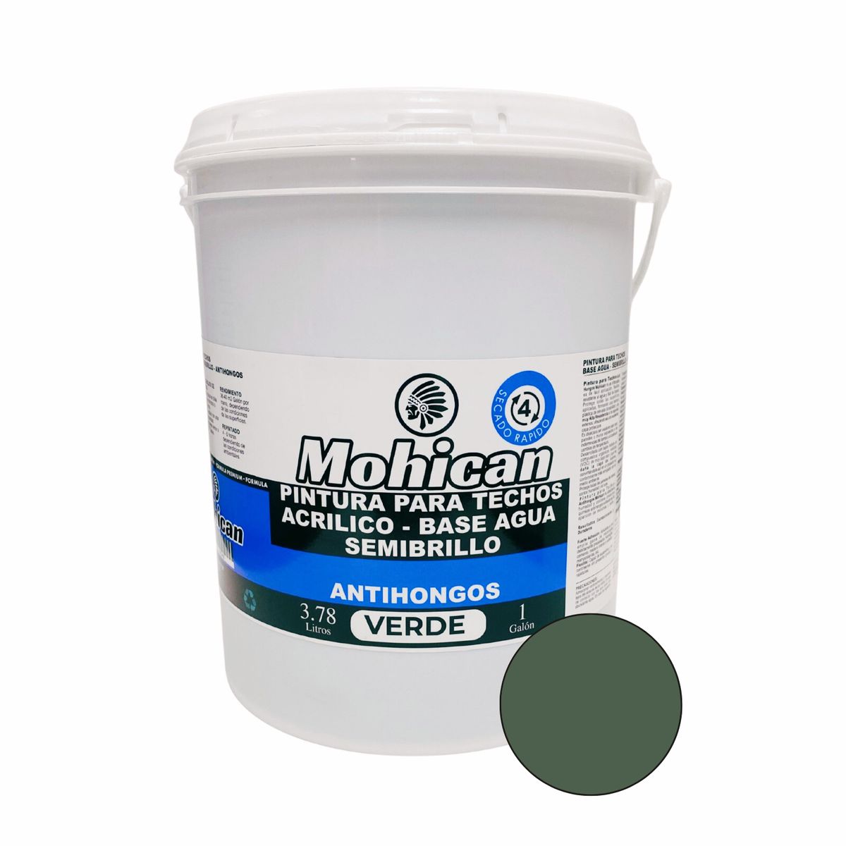 MOHICAN - PINTURA PARA TECHOS ANTIHONGOS MOHICAN 1 GALON VERDE
