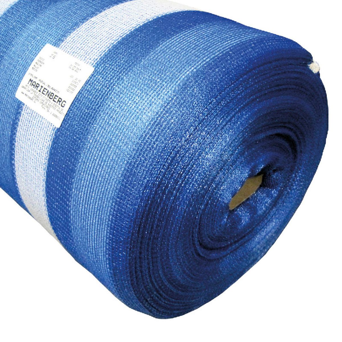 MARIENBERG - Malla Raschel Sombra Franjeada 65%  210 x 100 m Color Azul y Blanco