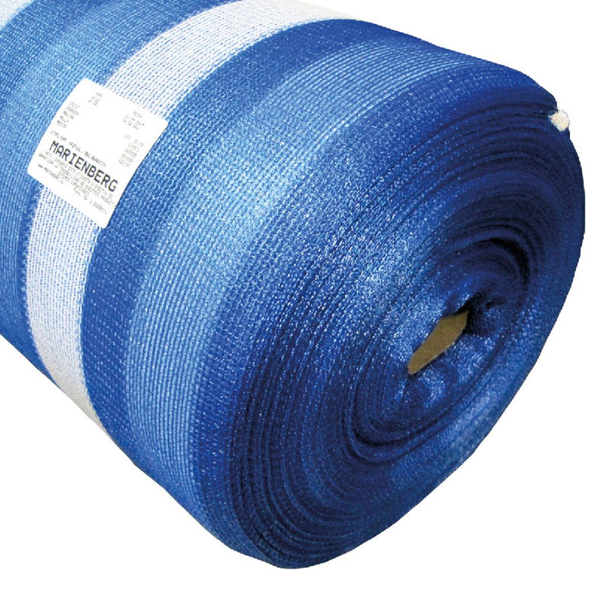 MARIENBERG - Malla Raschel Sombra Franjeada 65%  210 x 100 m Color Azul y Blanco