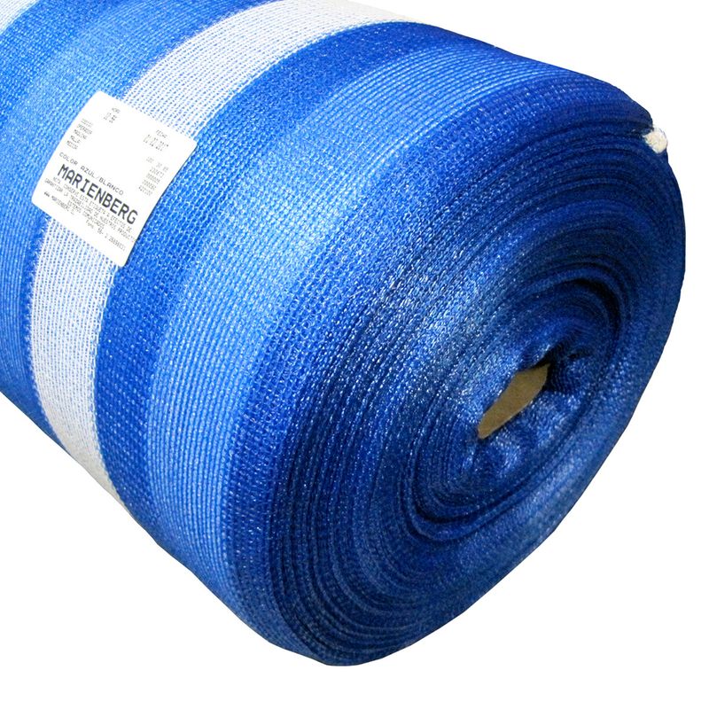 MARIENBERG - Malla Raschel Sombra Franjeada 80% 210 × 100 mts Color AzulBlanco