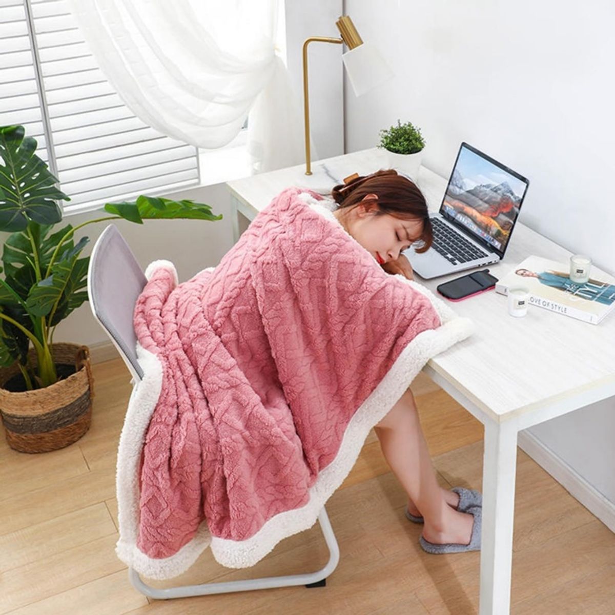 GENERICO - Frazada Manta Plush Sherpa Extra suave 200x230cm