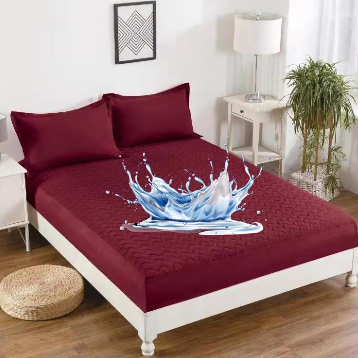 GENERICO - TOPPER O CUBRE COLCHON IMPERMEABLE 2 PLAZAS COLOR LISO TF.