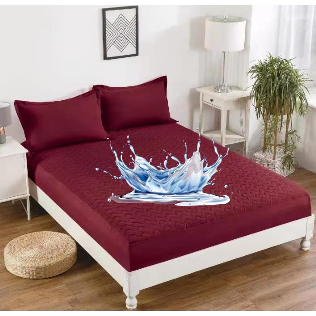 GENERICO - TOPPER O CUBRE COLCHON IMPERMEABLE 2 PLAZAS COLOR LISO TF.