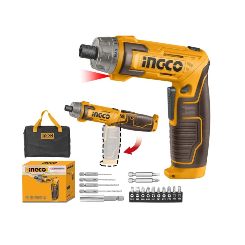 INGCO - Atornillador Inalámbrico  8V Carga USB - 17 Accesorios