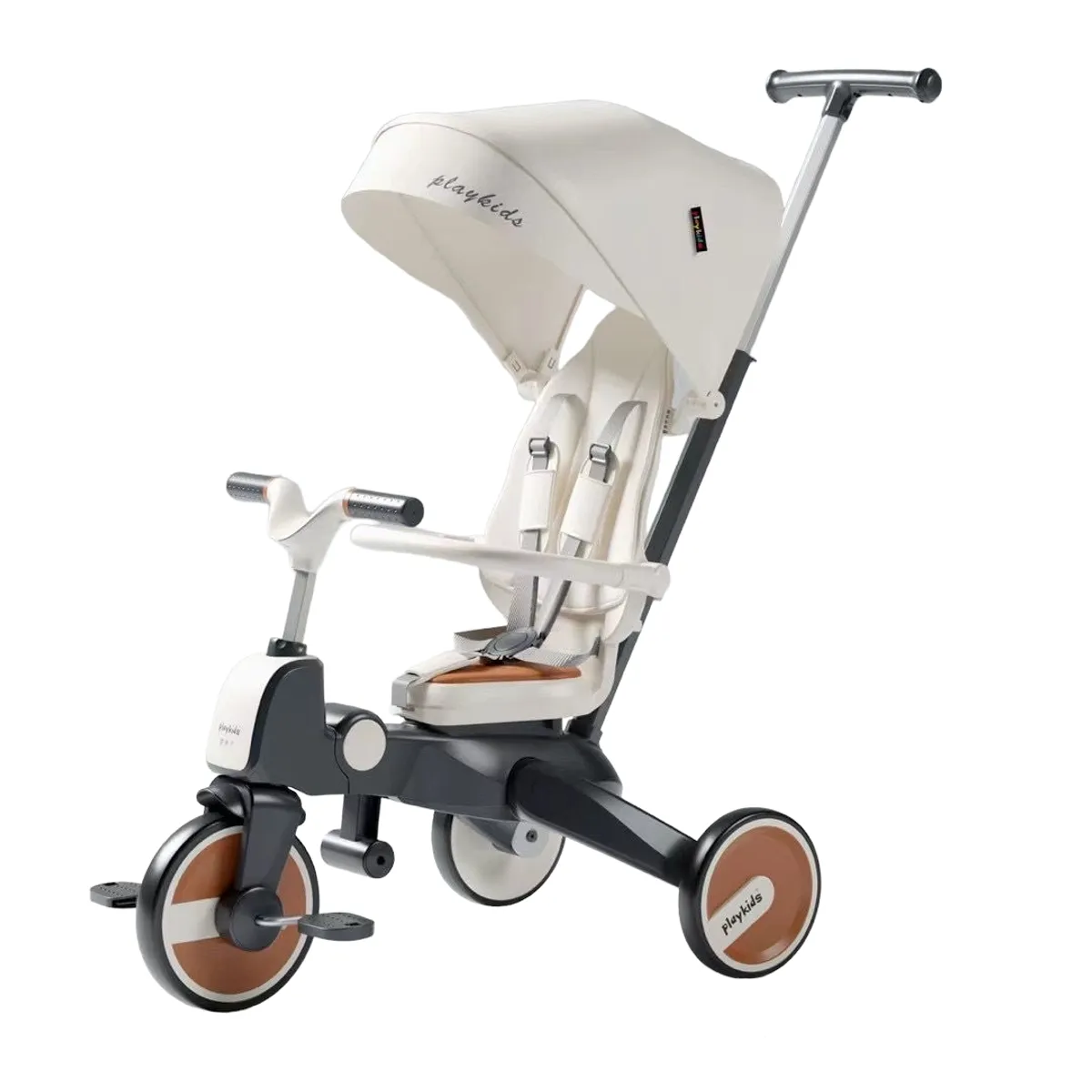 LUBABYCAS - Triciclo De Paseo 360°  6 En 1 Plegable Blanco