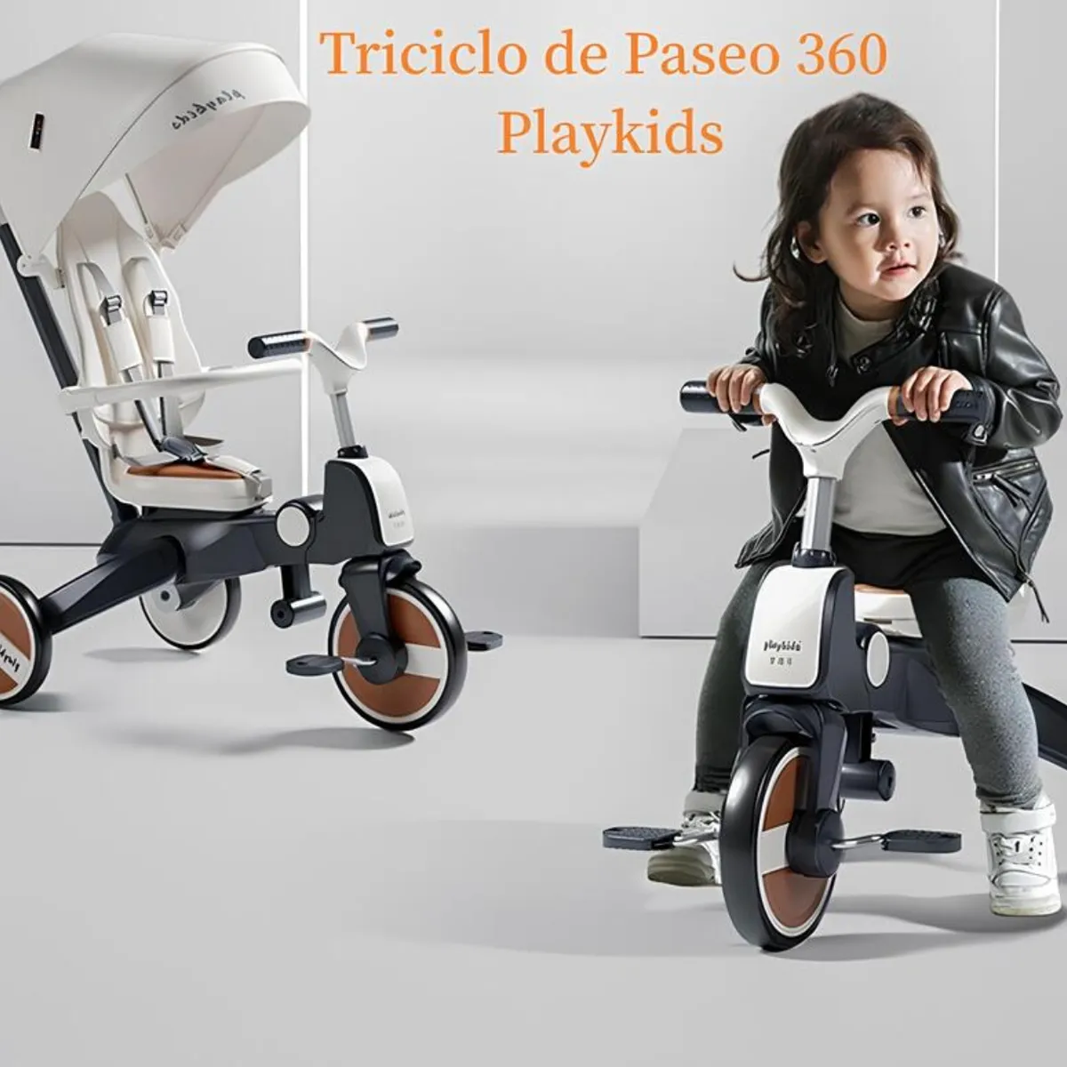 LUBABYCAS - Triciclo De Paseo 360°  6 En 1 Plegable Blanco