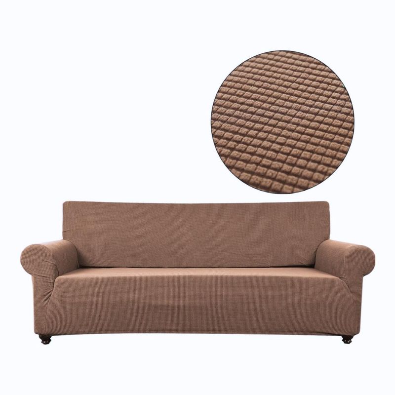 GENERICO - Funda De Sillon Tela Elasticada Cuadrille 3 Cuerpos Sofa - Cafe Claro