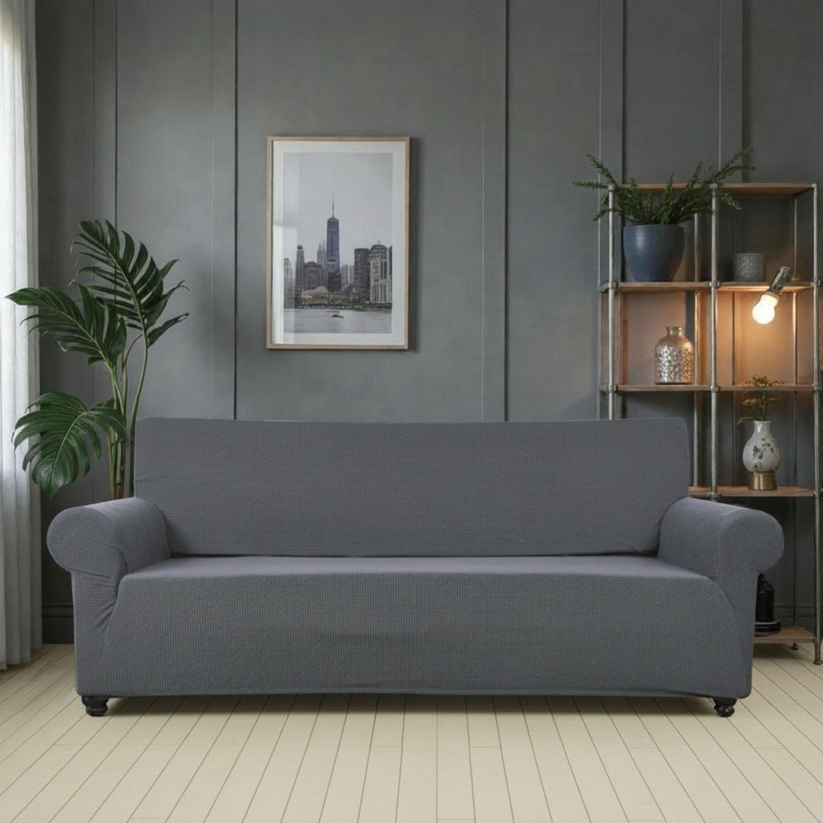 GENERICO - Funda Protectora Para Sofá De 3 Cuerpos Tela Cuadrille - Multicolor