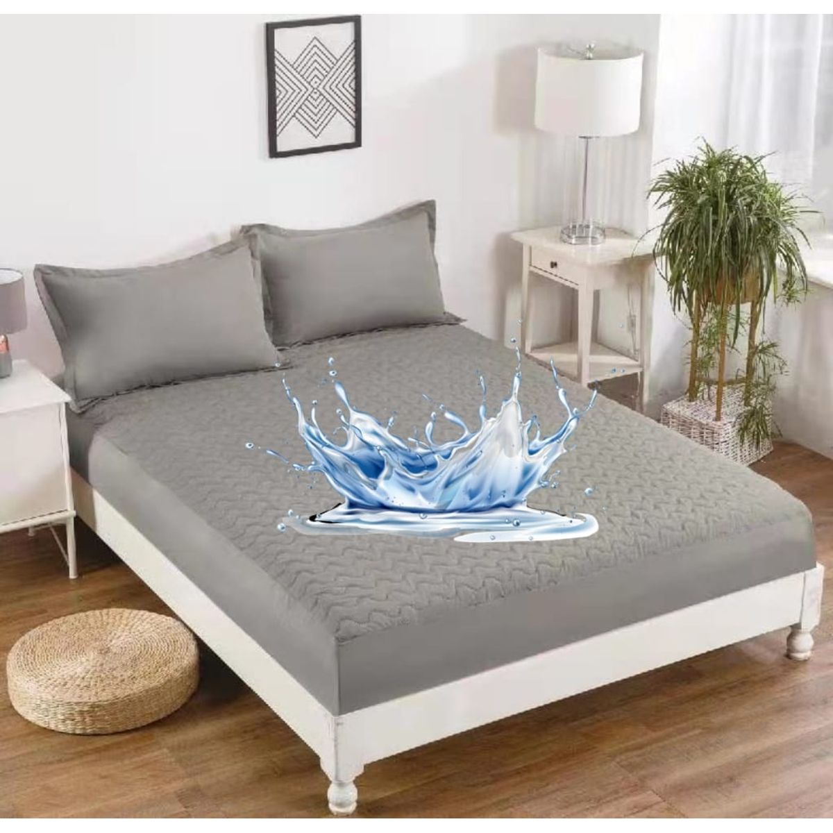 GENERICO - TOPPER O CUBRE COLCHON IMPERMEABLE KING COLOR LISO TF.