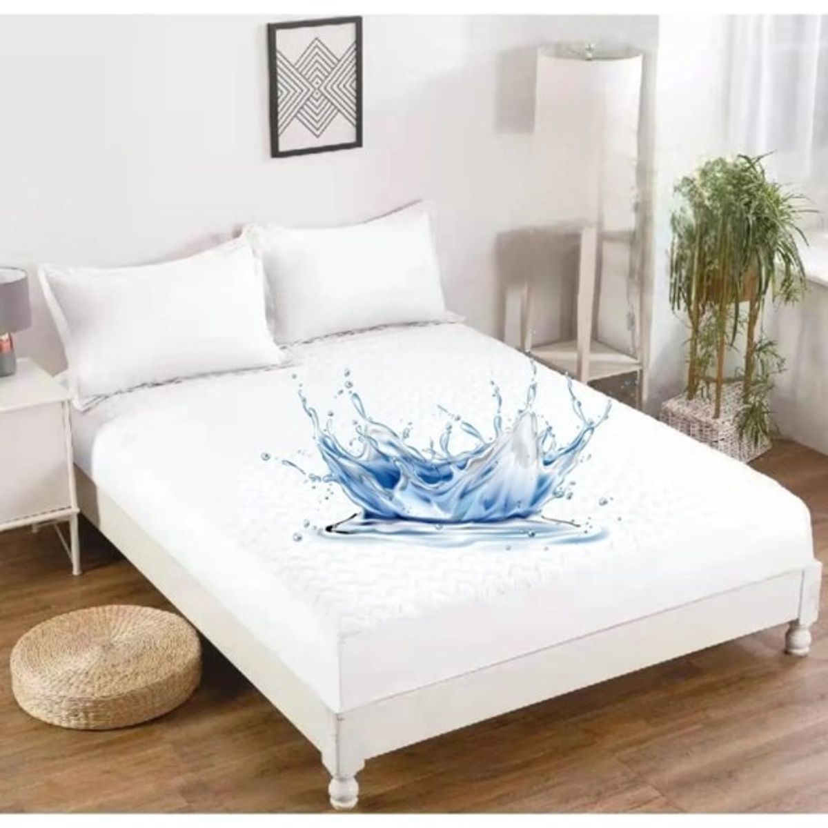 GENERICO - TOPPER O CUBRE COLCHON IMPERMEABLE KING COLOR LISO TF.