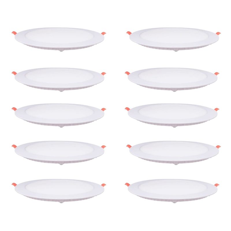 GENERICO - 10 Focos Panel Led 18W Redondo Embutido 220V Luz Fría