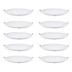 GENERICO - 10 Focos Panel Led 18W Redondo Embutido 220V Luz Fría
