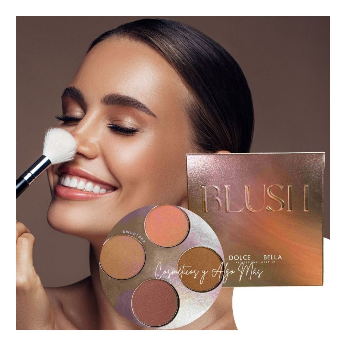 GENERICO - Set de paleta de De Rubores En Polvo y brocha modelo 2