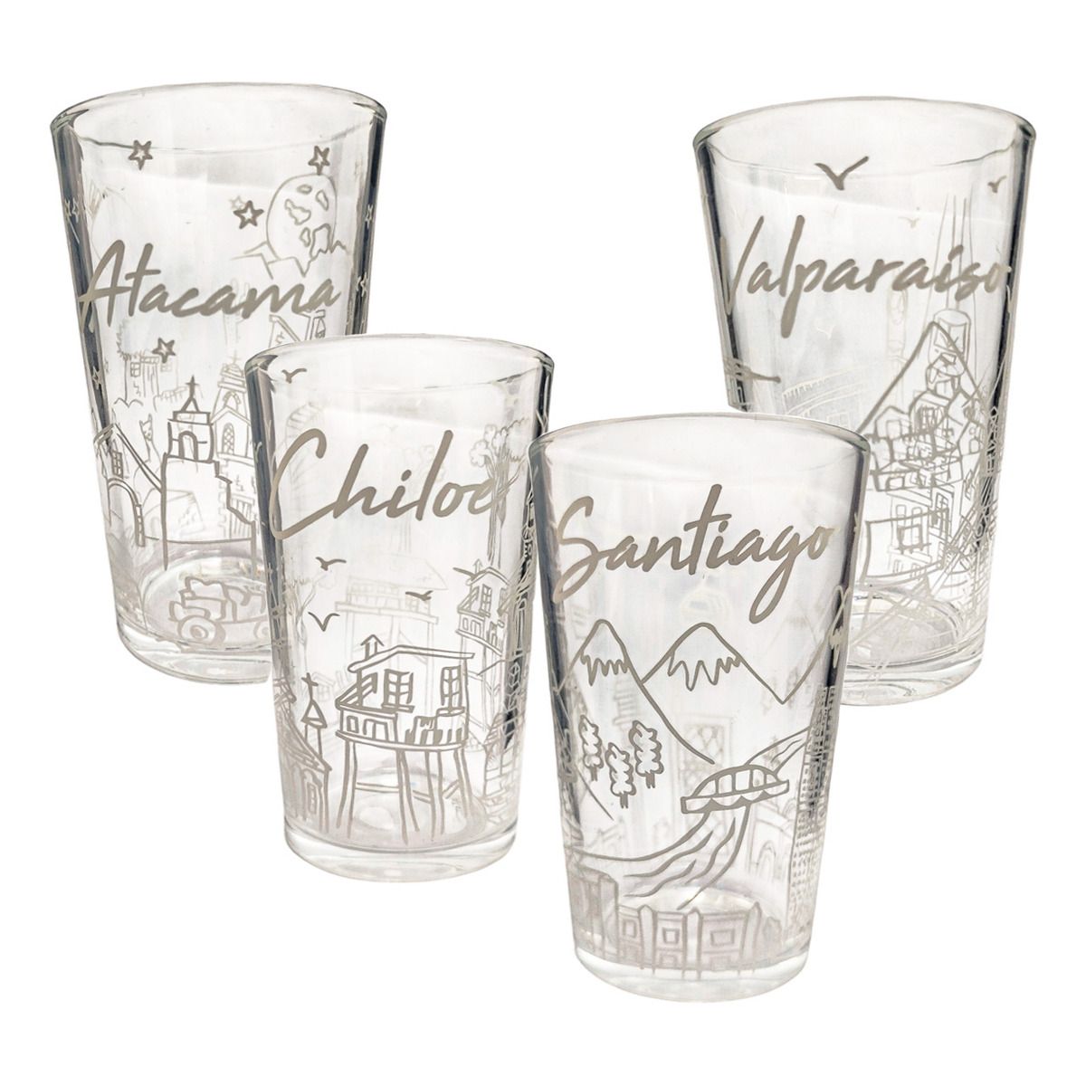 Set 4 Vasos De Vidrio Vasos Vidrio Jugo Juego De Vasos Chile, marca GENERICO - Foto Principal